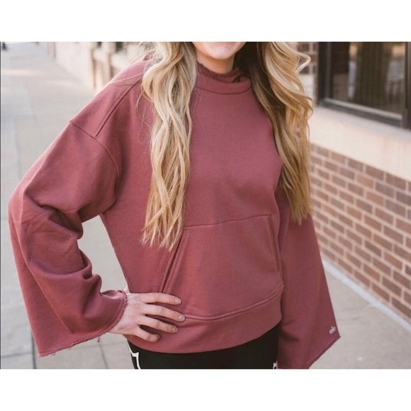 Alo Yoga Low Key Hoodie Women’s Large Sweatshirt in Rose Wood - Picture 2 of 9